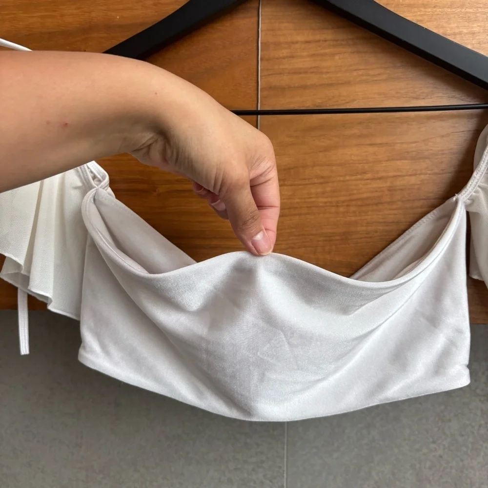 Tularosa Kimber Off Shoulder Bikini Top With Ruffle Sleeves, Size M